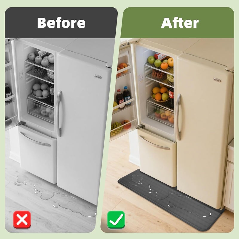 FIMXSD Refrigerator Spill Mat, 37.5 X 8.5 Fridge Mat Silicone Drip Tray Catcher for Washing Machine Refrigerator Spill Liner Floor Protector Anti-Slip (Black) (Gray) - Image 4